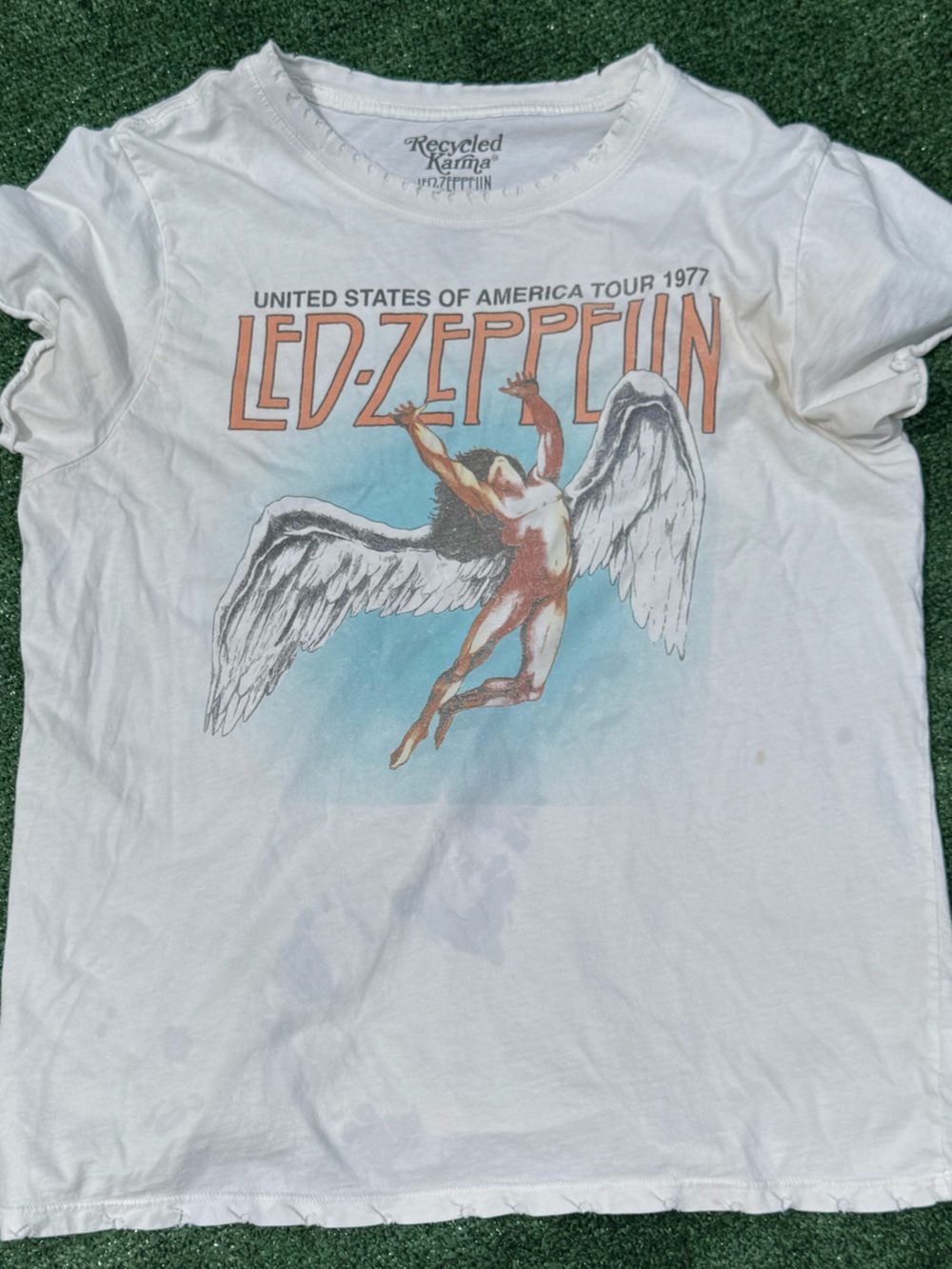 Recycled Karma White Led Zeppelin Angel Graphic Tee